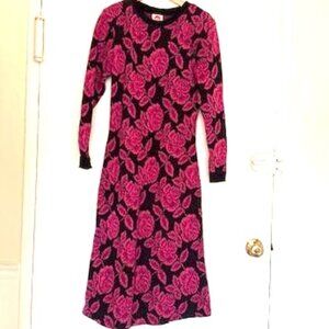 80s Betsey Johnson Vintage Punk Label Floral Sweater Maxi Dress Gothic Romantic